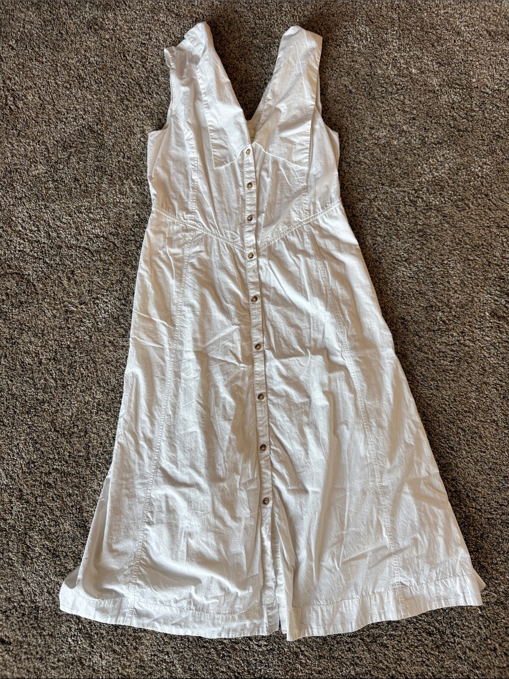 Anthropologie White Button-Front Maxi Dress